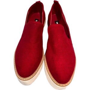DKNY Shoes Womens 8 Red Perforated Platform Loafers